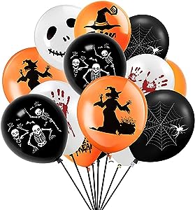 DOJoykey Halloween Party Decoration Balloons, 30pcs 12inch Latex Printed with 6 Different Halloween Pattern for Home Party Decoration - ghostswithin