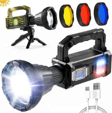 Load image into Gallery viewer, water). Utry Torches Led Super Bright Rechargeable, Long Range Searchlight, 100000 Lumens Led Super Bright Flashlight for Outdoor Emergencies, Camping, Fishing, Hunting and Other Versatile Lighting
