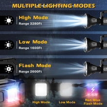 Load image into Gallery viewer, water). Utry Torches Led Super Bright Rechargeable, Long Range Searchlight, 100000 Lumens Led Super Bright Flashlight for Outdoor Emergencies, Camping, Fishing, Hunting and Other Versatile Lighting
